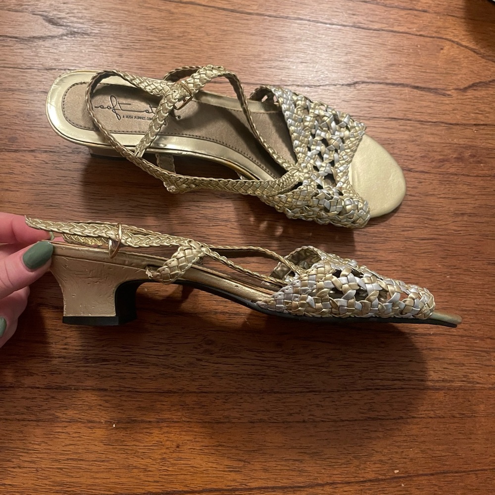 Braided gold and silver sandals size 10